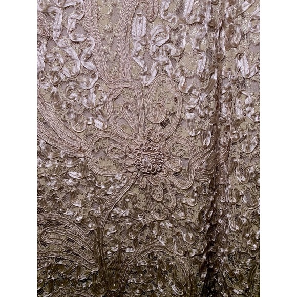 Vintage S.M. Collection Maxi Skirt XL Floral Designs Sequins Pearls Lace Beige - Picture 6 of 10